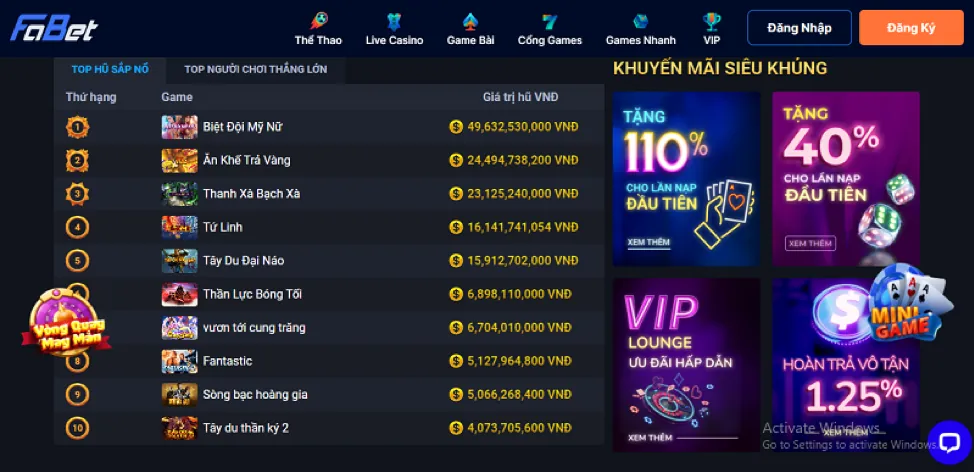Đa dạng trò chơi tại 678win 22vip